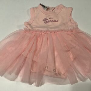 Disney Princess Dress Size 6 Months Pink Bodysuit With Tulle Skirt One Piece